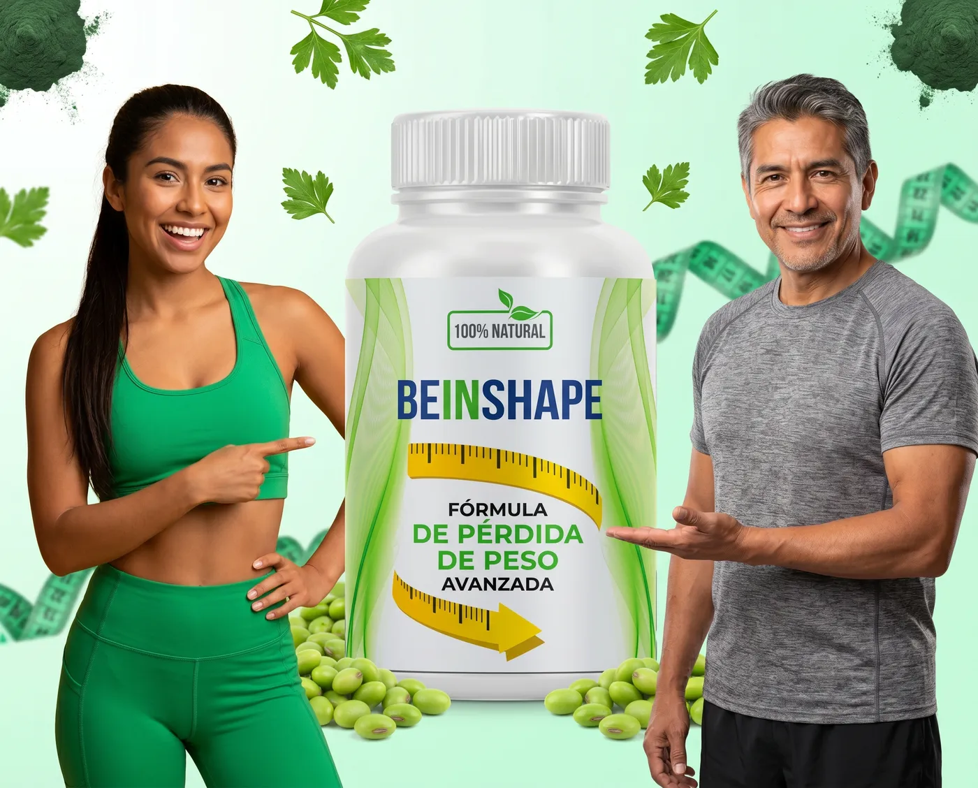 Pareja en forma recomendando BeInShape